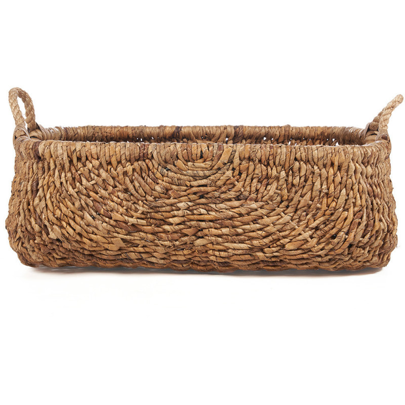 Grand Panier de rangement 2 poignées Rectangulaire 68 cm Feuille de bananier Naturel Tressé The Rayah 