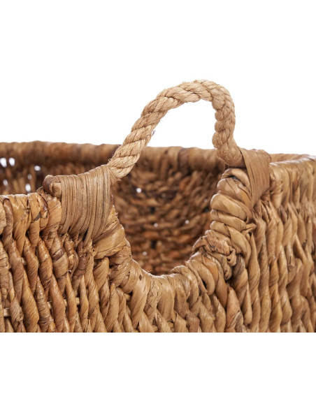 Grand Panier de rangement 2 poignées Rectangulaire 68 cm Feuille de bananier Naturel Tressé The Rayah 