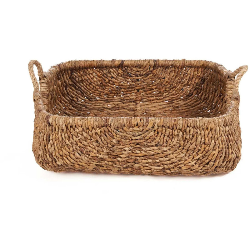 Grand Panier de rangement 2 poignées Rectangulaire 68 cm Feuille de bananier Naturel Tressé The Rayah 
