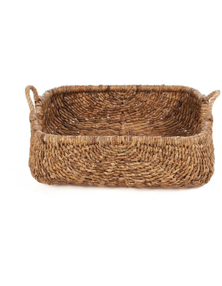 Grand Panier de rangement 2 poignées Rectangulaire 68 cm Feuille de bananier Naturel Tressé The Rayah 