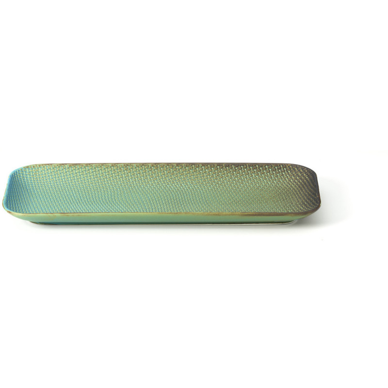 Grande Assiette plate japonaise wabi-sabi Rectangulaire 36 cm Céramique Bleu lagon The Lagoon 