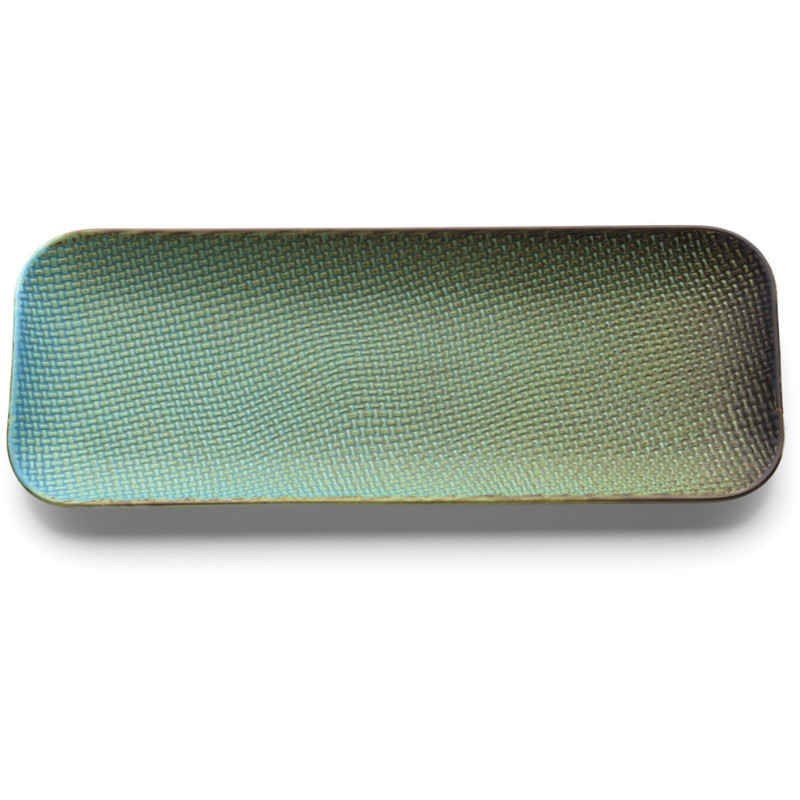 Grande Assiette plate japonaise wabi-sabi Rectangulaire 36 cm Céramique Bleu lagon The Lagoon 
