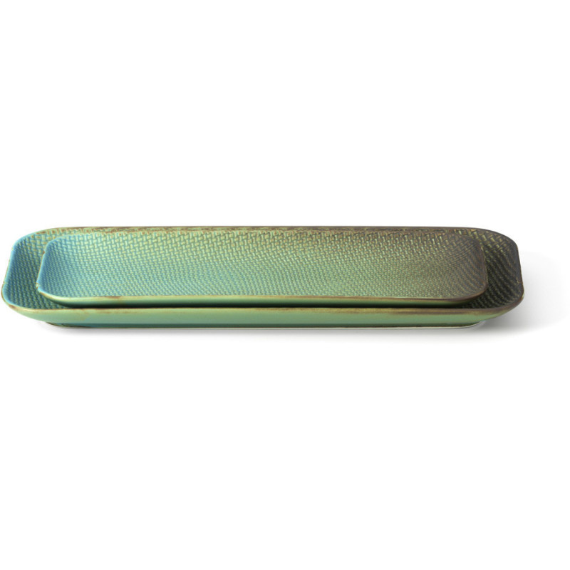 Grande Assiette plate japonaise wabi-sabi Rectangulaire 36 cm Céramique Bleu lagon The Lagoon 