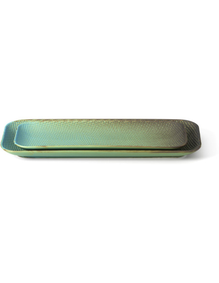 Grande Assiette plate japonaise wabi-sabi Rectangulaire 36 cm Céramique Bleu lagon The Lagoon 