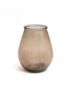 Vase moderne Goutte Hauteur 23 cm Verre recyclé Beige Transparent The Qiezi 
