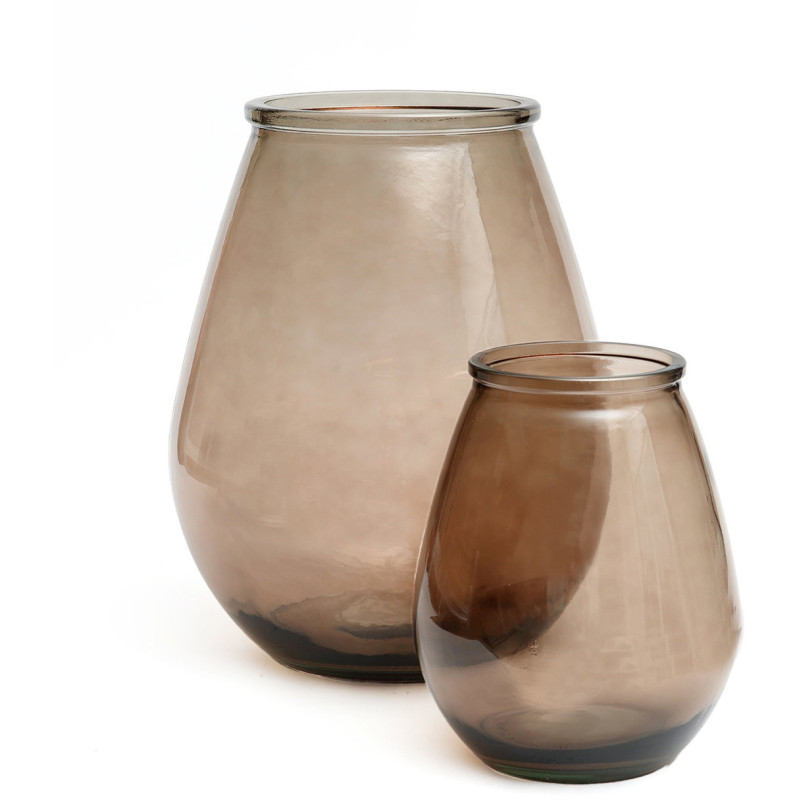 Vase moderne Goutte Hauteur 23 cm Verre recyclé Beige Transparent The Qiezi 