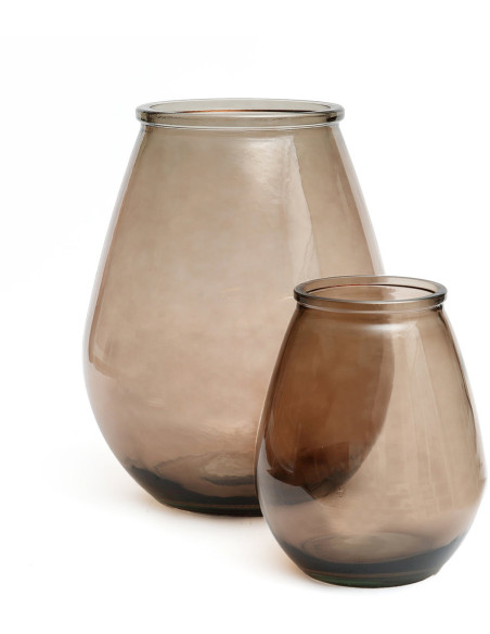 Vase moderne Goutte Hauteur 23 cm Verre recyclé Beige Transparent The Qiezi 