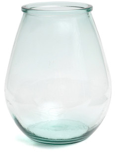 Vase moderne Goutte Hauteur 23 cm Verre recyclé Bleu Transparent The Qiezi 