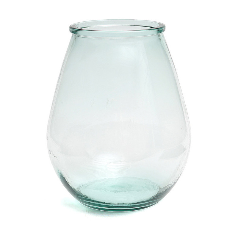 Vase moderne Goutte Hauteur 23 cm Verre recyclé Bleu Transparent The Qiezi 