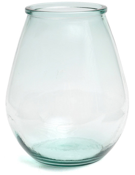 Vase moderne Goutte Hauteur 23 cm Verre recyclé Bleu Transparent The Qiezi 