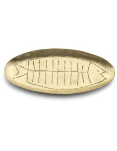 Petit Plateau original Poisson Ovale 25 cm Laiton Doré The Dishy Fishy 
