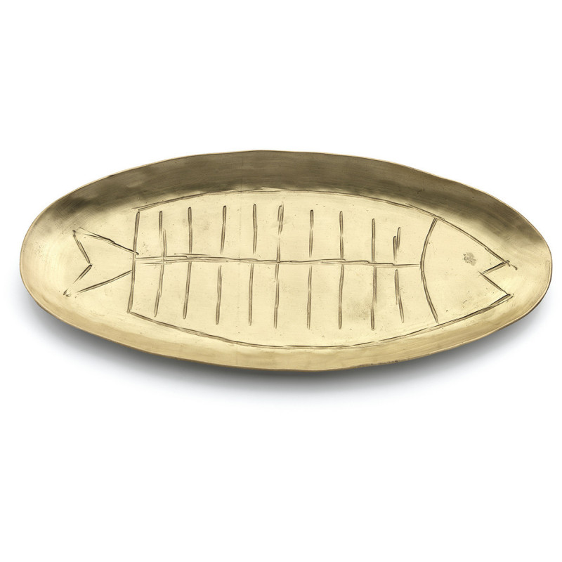 Petit Plateau original Poisson Ovale 25 cm Laiton Doré The Dishy Fishy 