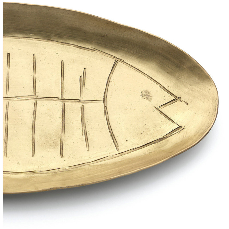 Petit Plateau original Poisson Ovale 25 cm Laiton Doré The Dishy Fishy 