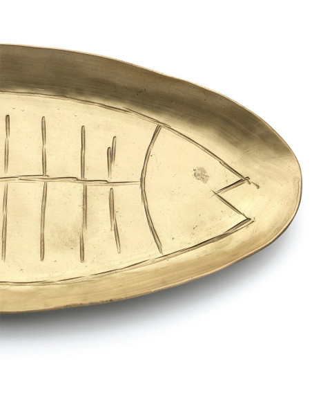 Petit Plateau original Poisson Ovale 25 cm Laiton Doré The Dishy Fishy 