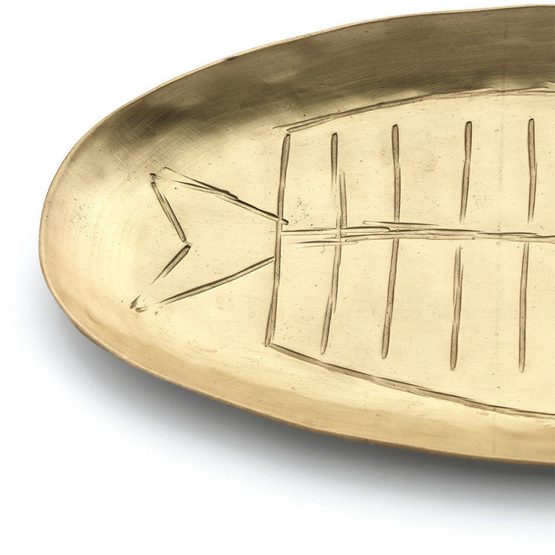 Petit Plateau original Poisson Ovale 25 cm Laiton Doré The Dishy Fishy 