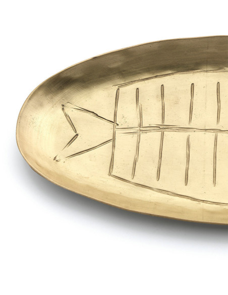 Petit Plateau original Poisson Ovale 25 cm Laiton Doré The Dishy Fishy 