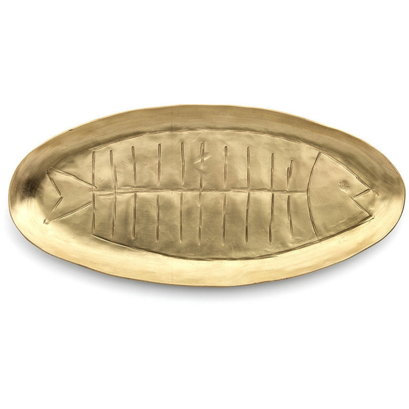 Petit Plateau original Poisson Ovale 25 cm Laiton Doré The Dishy Fishy 