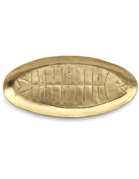 Petit Plateau original Poisson Ovale 25 cm Laiton Doré The Dishy Fishy 