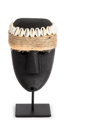 Sculpture déco primitive sur pied Hauteur 16 cm Grès Noir Coquillage The Sumba Stone 