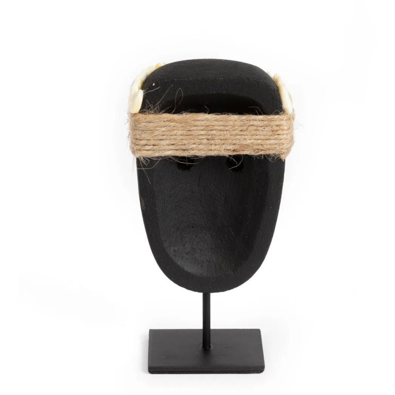 Sculpture déco primitive sur pied Hauteur 16 cm Grès Noir Coquillage The Sumba Stone 