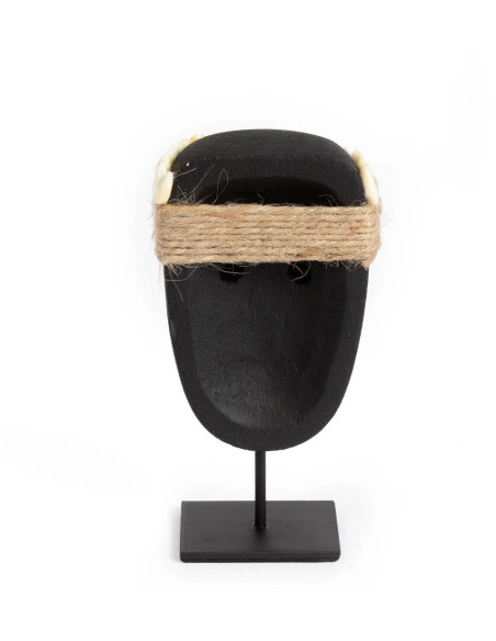 Sculpture déco primitive sur pied Hauteur 16 cm Grès Noir Coquillage The Sumba Stone 