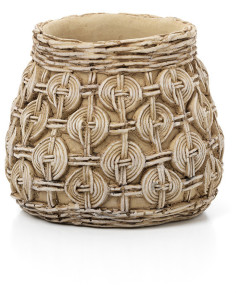 Cache-pot ethnique chic Rond D 18 cm Ciment Naturel Motif noeuds The Knot Concrete 