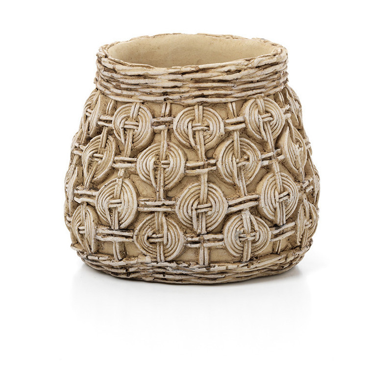 Cache-pot ethnique chic Rond D 18 cm Ciment Naturel Motif noeuds The Knot Concrete 