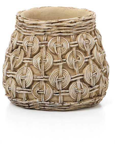 Cache-pot ethnique chic Rond D 18 cm Ciment Naturel Motif noeuds The Knot Concrete 