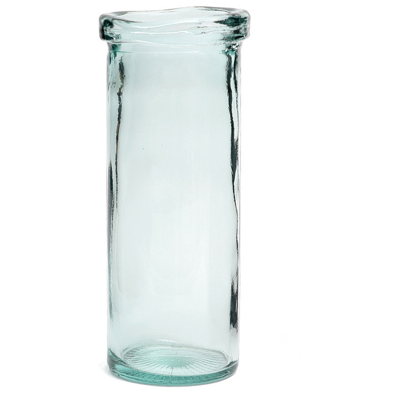 Vase moderne Cylindrique Hauteur 36 cm Verre recyclé Bleu Transparent The Jiandan 
