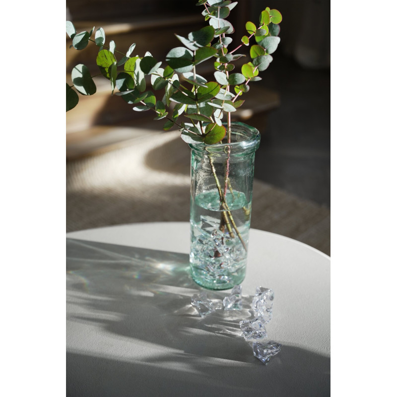 Vase moderne Cylindrique Hauteur 36 cm Verre recyclé Bleu Transparent The Jiandan 