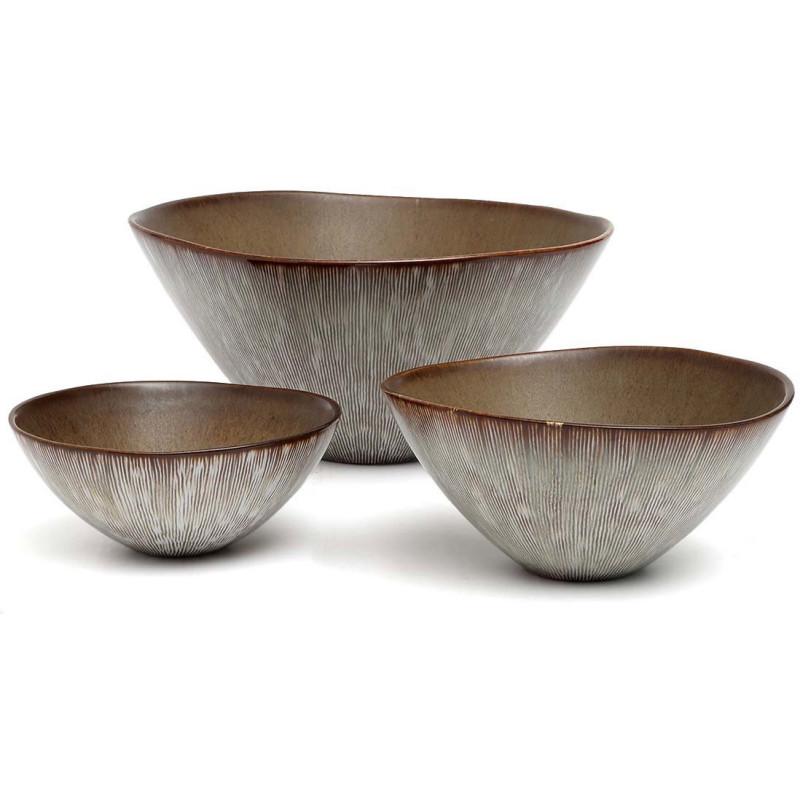 Saladier rond 19 cm Grès Greige Marron The Peniche 