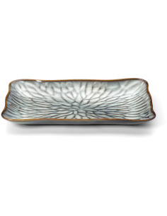 Assiette plate japonaise Rectangulaire 30 cm Céramique Gris Marron The Lotus Ice 