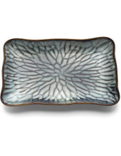 Assiette plate japonaise Rectangulaire 30 cm Céramique Gris Marron The Lotus Ice 