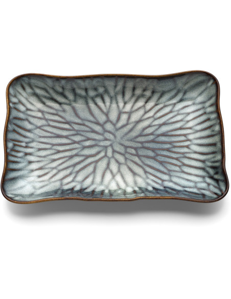 Assiette plate japonaise Rectangulaire 30 cm Céramique Gris Marron The Lotus Ice 