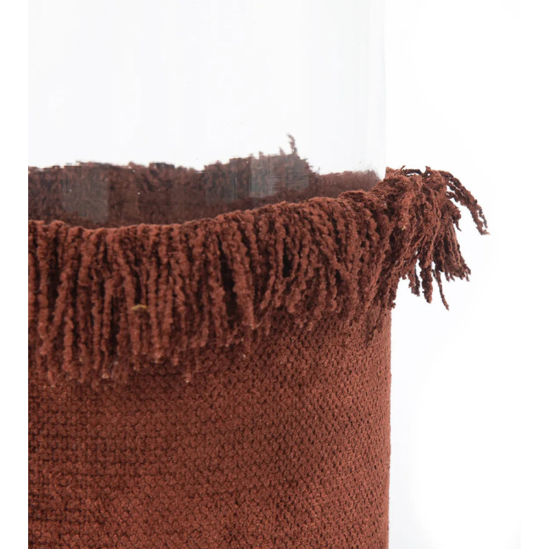 Photophore haut Rond Diamètre 15 cm en Velours Bordeaux Verre Transparent The Oh My Gee 