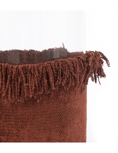 Photophore haut Rond Diamètre 15 cm en Velours Bordeaux Verre Transparent The Oh My Gee 