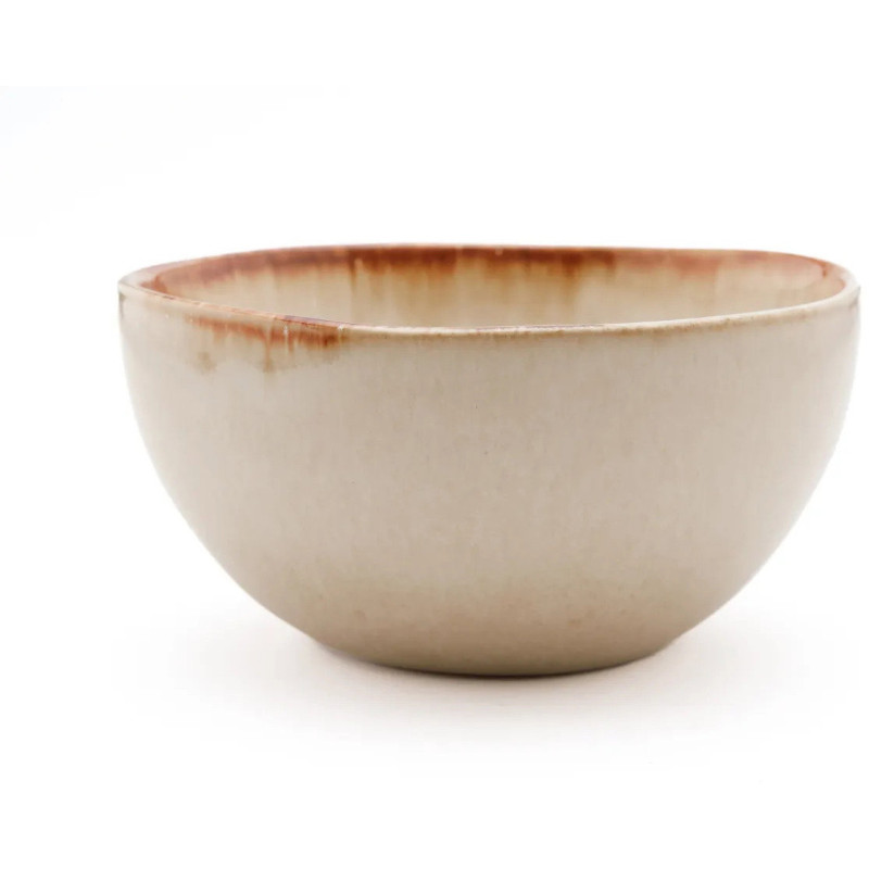 Bol à céréales rond 15 cm Grès Blanc cassé Marron The Cascais 