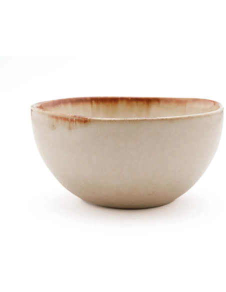 Bol à céréales rond 15 cm Grès Blanc cassé Marron The Cascais 