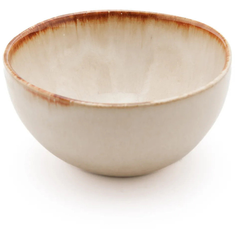 Bol à céréales rond 15 cm Grès Blanc cassé Marron The Cascais 