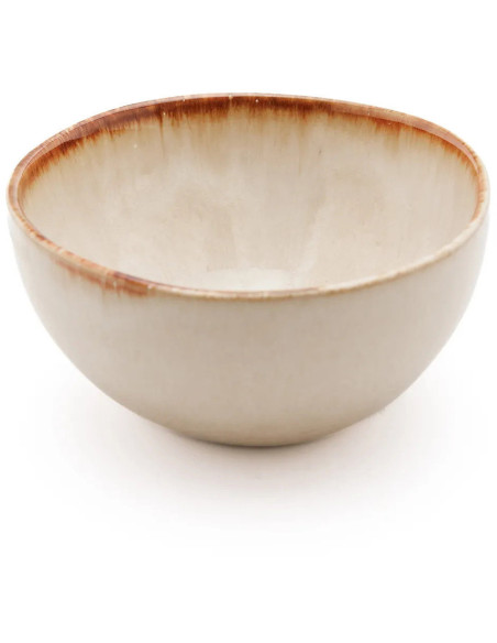 Bol à céréales rond 15 cm Grès Blanc cassé Marron The Cascais 