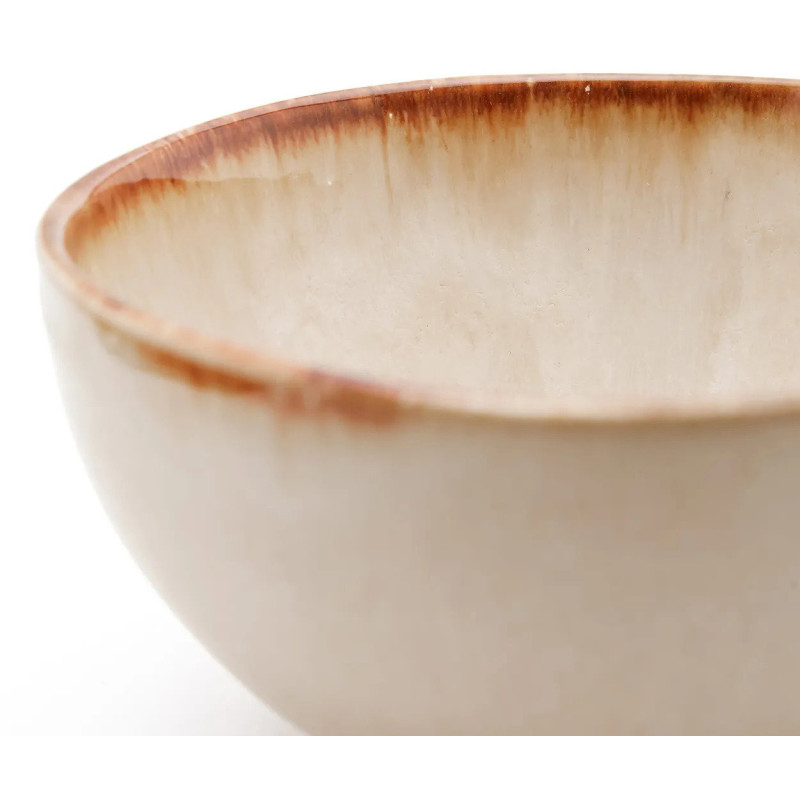 Bol à céréales rond 15 cm Grès Blanc cassé Marron The Cascais 