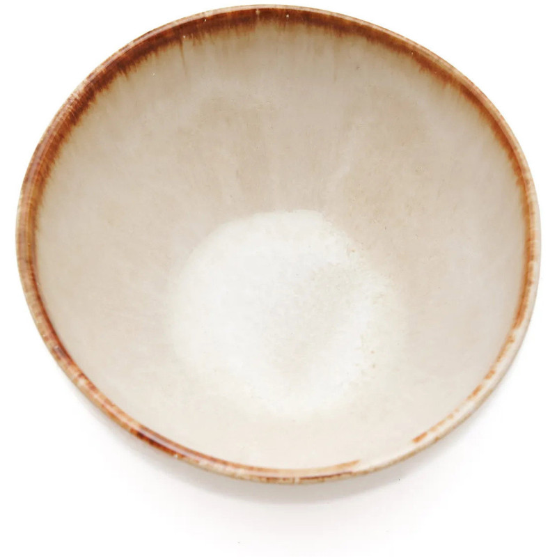 Bol à céréales rond 15 cm Grès Blanc cassé Marron The Cascais 