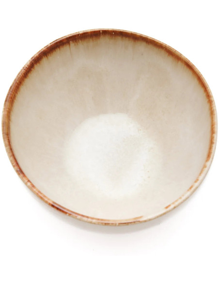 Bol à céréales rond 15 cm Grès Blanc cassé Marron The Cascais 