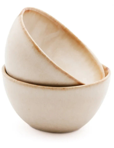 Bol à céréales rond 15 cm Grès Blanc cassé Marron The Cascais 