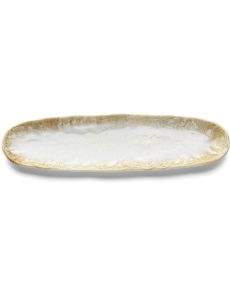 Grand Plat japonais wabi-sabi Ovale 40 cm Céramique Blanc Miel The Da Rocha 