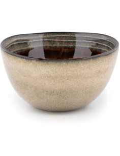 Bol à céréales rustique chic Rond 15 cm Céramique Vert de gris Marron foncé Beige The Comporta 