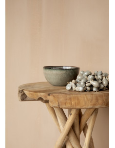 Bol à céréales rustique chic Rond 15 cm Céramique Vert de gris Marron foncé Beige The Comporta 