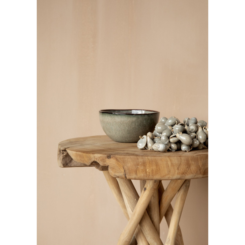 Bol à céréales rustique chic Rond 15 cm Céramique Vert de gris Marron foncé Beige The Comporta 