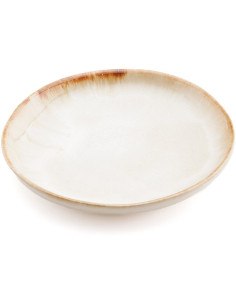 Assiette à dessert ronde 17 cm Grès Blanc cassé Marron The Cascais 
