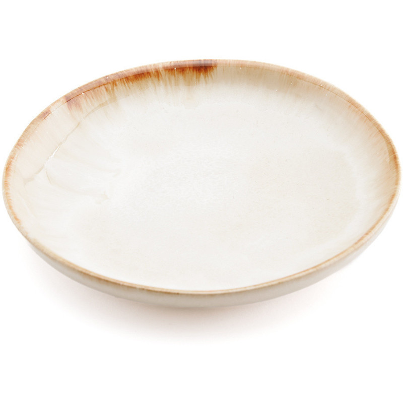 Assiette à dessert ronde 17 cm Grès Blanc cassé Marron The Cascais 